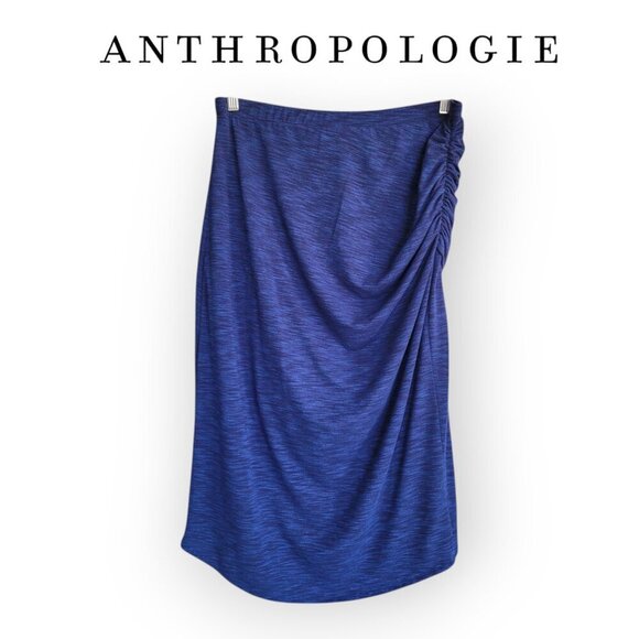 Anthropologie Dresses & Skirts - Anthropologie Maeve Blue Heathered Ruched Faux Wrap Skirt L